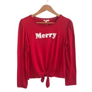 NWT! Copper key “merry” long sleeve tie in front shirt